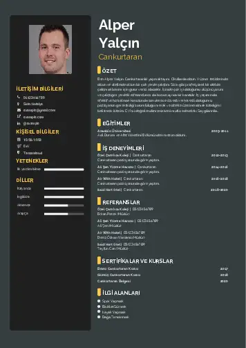 Cankurtaran CV Örnekleri cv indir